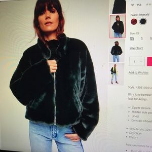 Free people faux fur bomber jacket size xs
